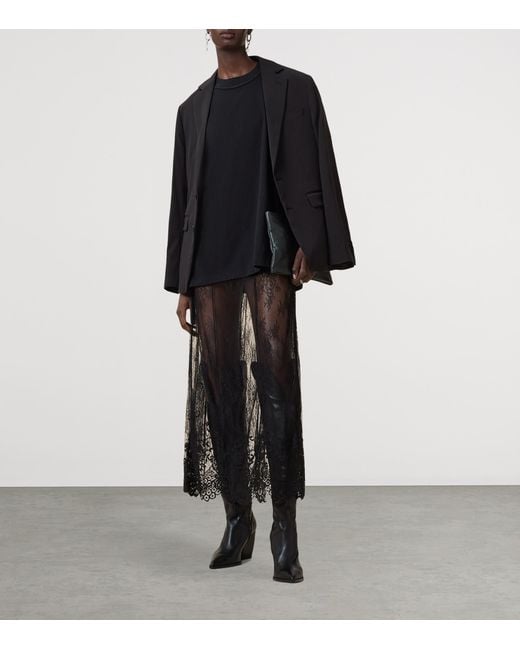 AllSaints Black Lace Arran Maxi Skirt
