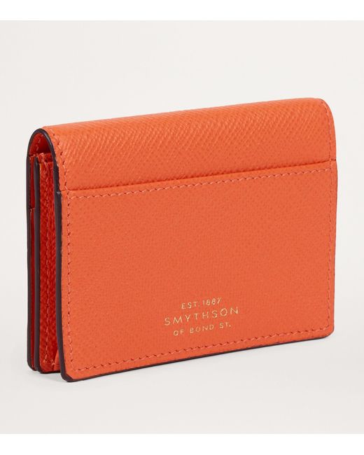 Smythson Orange Panama Leather Folded Card Holder