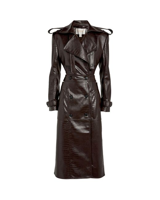 Matériel Eco-leather Open-back Trench Coat in Brown | Lyst Canada
