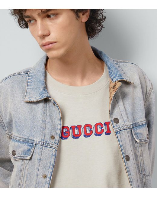 Gucci White Cotton Logo T-shirt for men