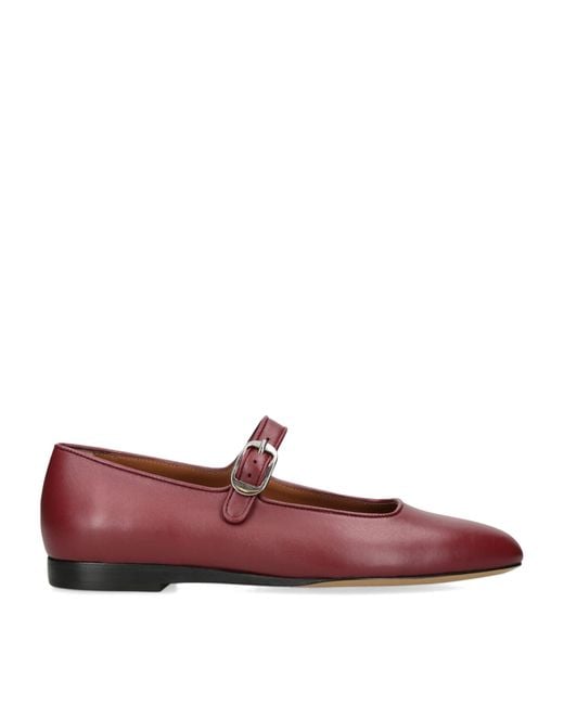 Le Monde Beryl Red Leather Mary Jane Ballet Flats