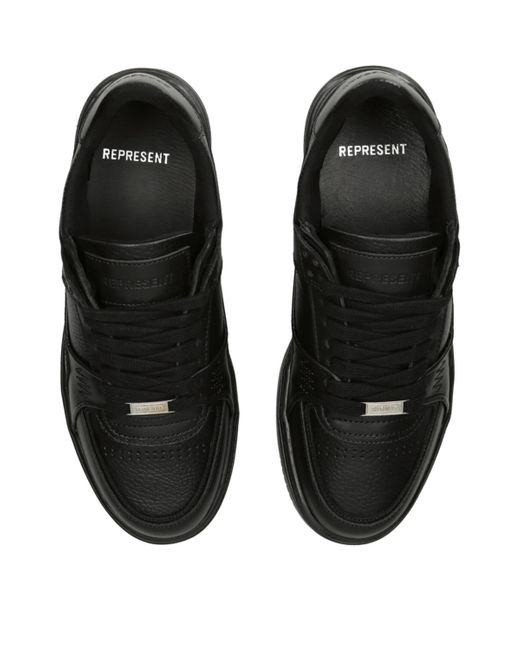 Represent Black Leather Reptor Low-Top Sneakers for men