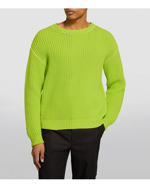 MM6 by Maison Martin Margiela Green Knitted Neon Sweater for men