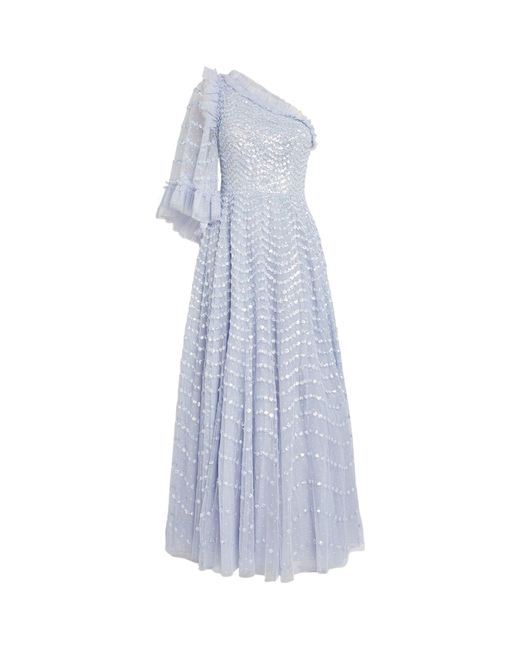 Needle & Thread Blue Recycled Polyester Shimmer Wave Gloss Gown