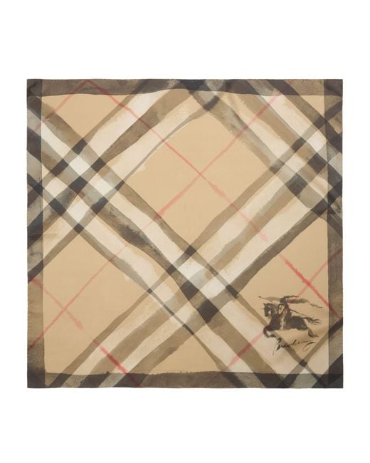 Burberry Metallic Silk Watercolour Check Scarf