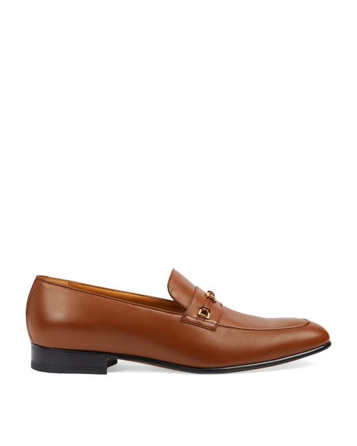Gucci Brown Leather Interlocking G Loafers for men