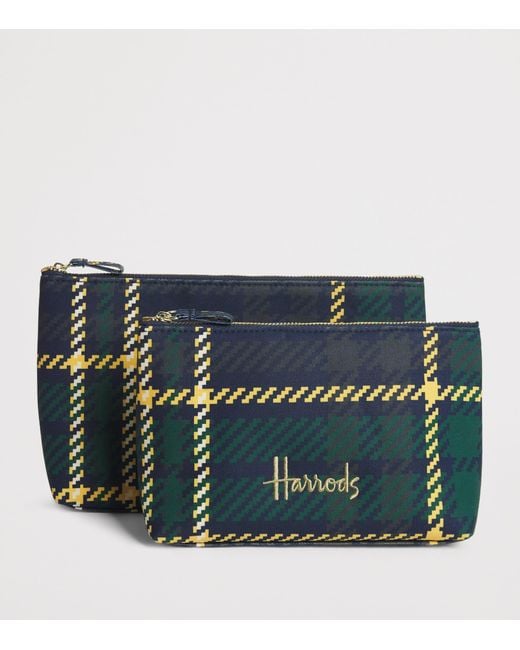Harrods Blue Small Tartan Logo Pouch