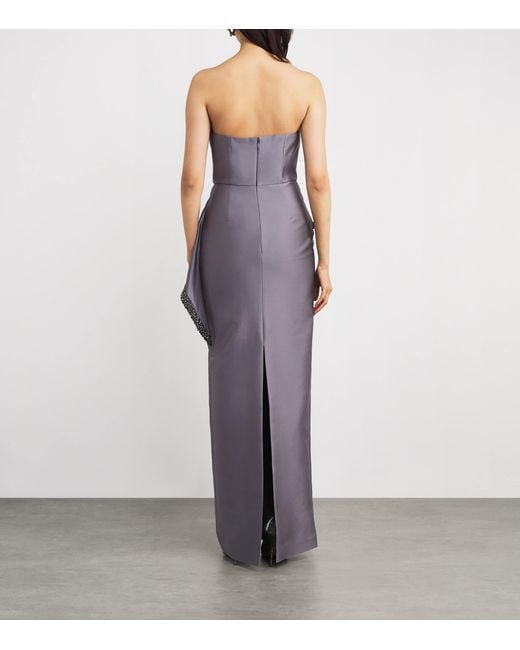 Roland Mouret Purple Taffeta Crystal-Embellished Gown