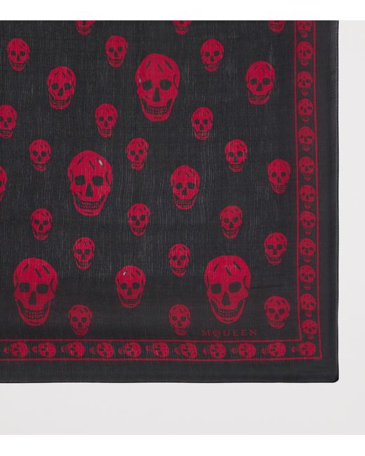 McQueen Blue Silk Skull Scarf
