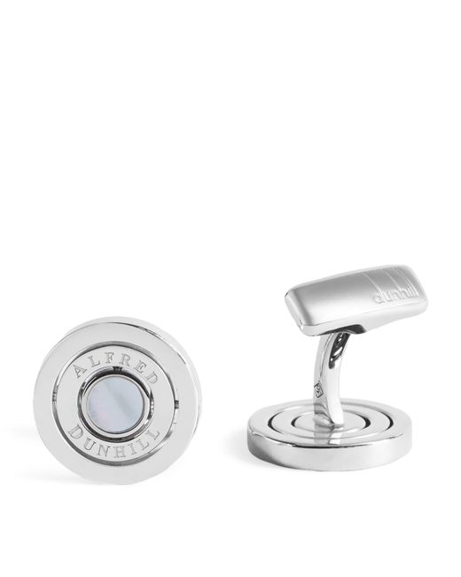Dunhill Metallic Sterling-Mother Of Pearl Gyro Cufflinks for men