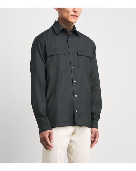 Paul & Shark Black Virgin Wool Overshirt for men