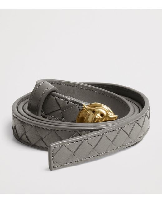 Bottega Veneta Gray Leather Faces Belt