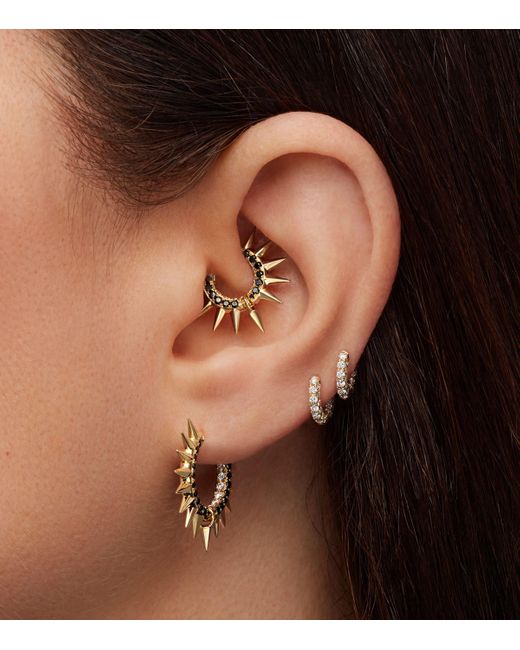 Maria Tash Metallic And Diamond Pavé Metal Mohawk Hoop Earring
