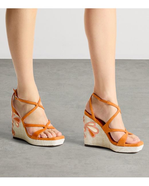 Jimmy Choo Brown Ayla 110 Suede Wedge Sandals