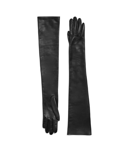 Balenciaga Black Leather Long Gloves