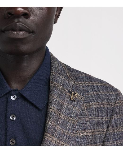 Pal Zileri Gray Wool-Blend Check Brera Blazer for men