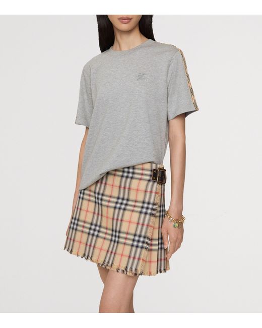 Burberry Gray Check-Trim Ekd T-Shirt