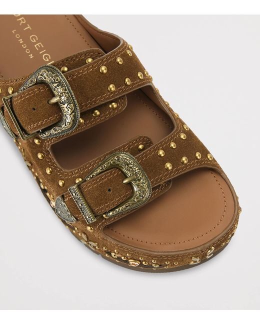 Kurt Geiger Brown Western Buckle Flatform Sandals