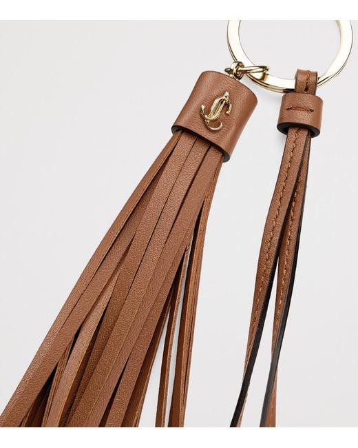 Jimmy Choo Brown Tassel Leather Keyring Charm
