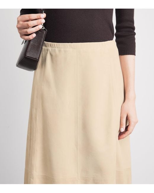 Vince Natural Suede Midi Skirt