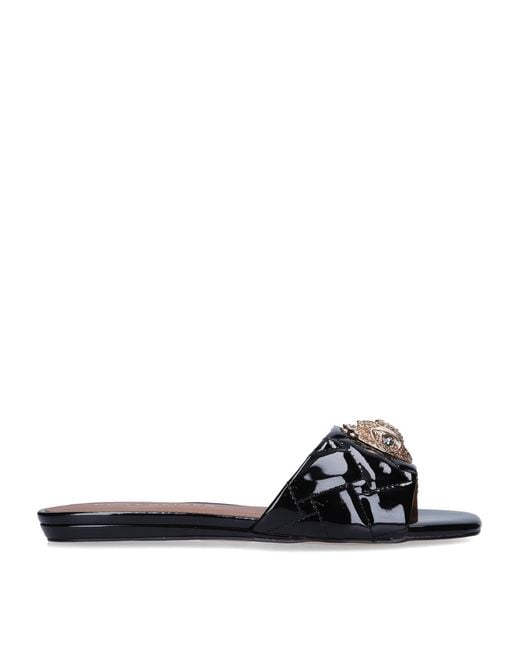 Kurt Geiger Black Patent Kensington Flat Sandals