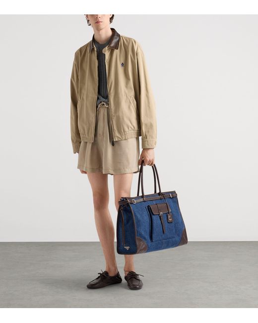Prada Blue Denim And Leather Bonnie Tote Bag for men