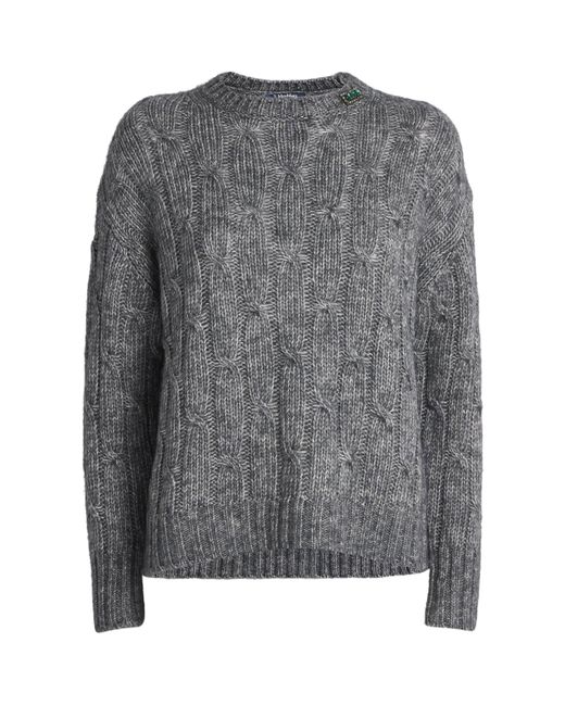 Max Mara Gray Cotton-Alpaca-Wool Cable-Knit Sweater