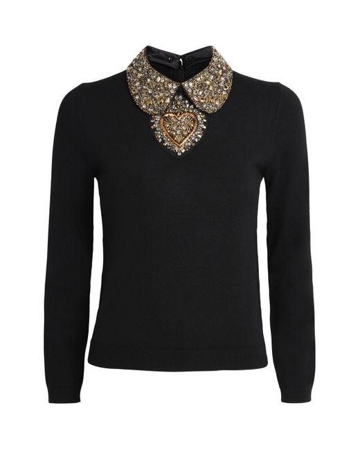 Alice + Olivia Black Porla Collared Sweater