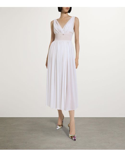 Dolce & Gabbana White Silk Dg Millennials Midi Dress