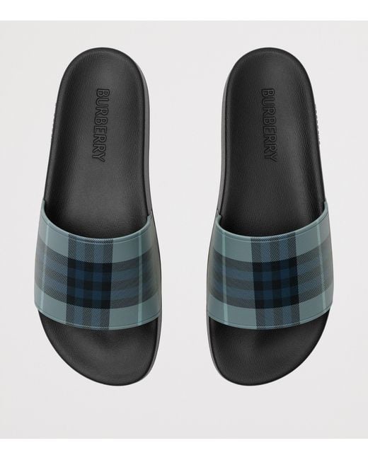 Burberry Blue Check Slides for men