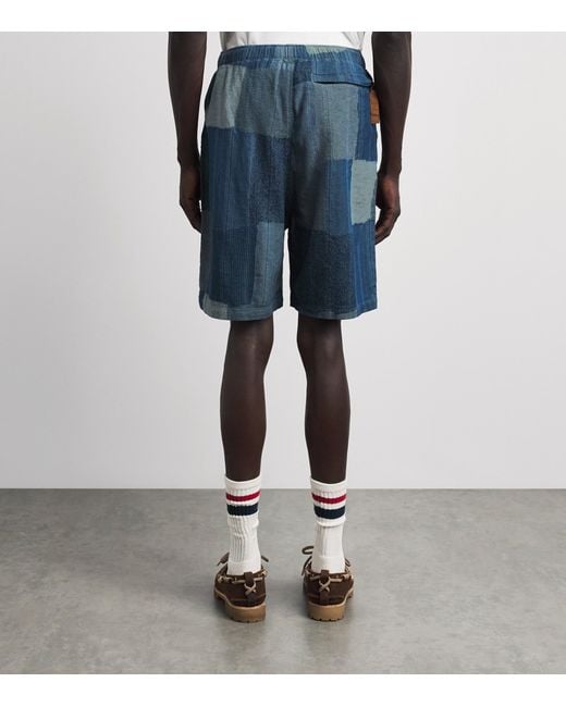 Kapital Blue Cotton Tugihagi Patchwork Shorts for men