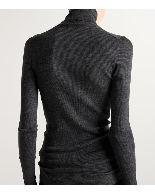 Prada Black Wool-Blend Logo Rollneck Sweater