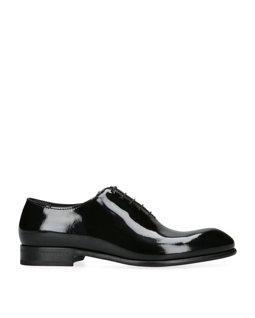 Zegna Black Patent Leather Vienna Oxford Shoes for men