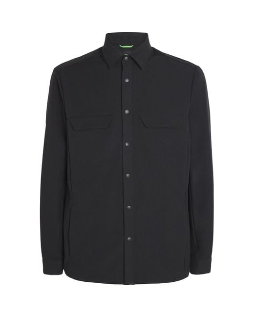 Boss Black Stretch Gabardine Water-Repellent Overshirt for men