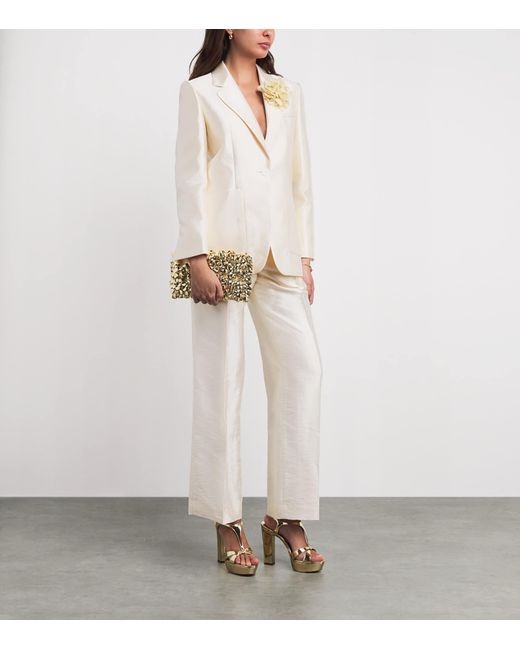 Sandro White Satin Tailored Trousers