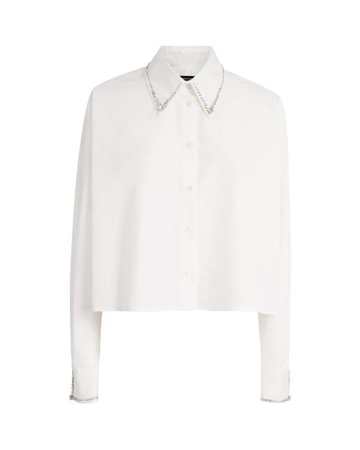 Fabiana Filippi White Cotton Rhinestone-Embellished Shirt