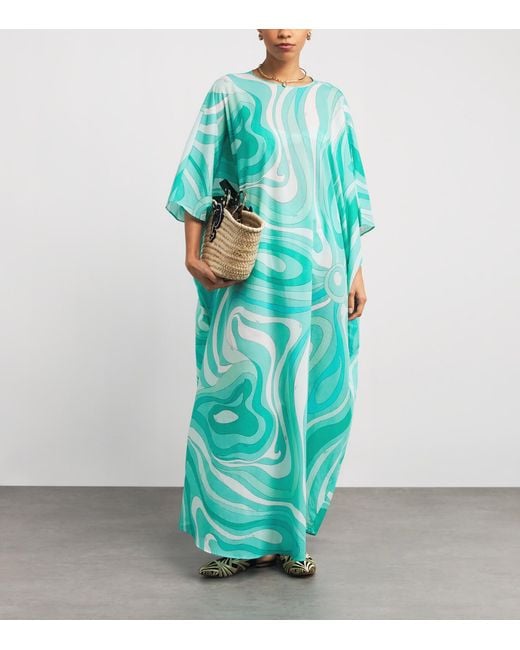 Emilio Pucci Blue Cotton Marmo Maxi Dress