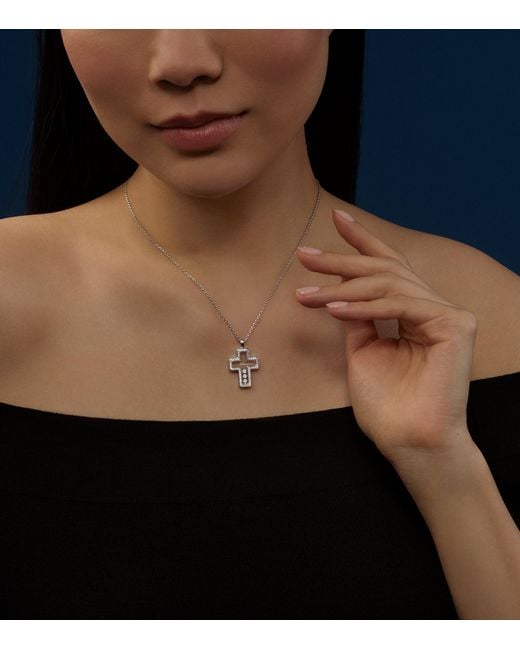 Chopard Metallic And Diamond Happy Diamonds Cross Necklace