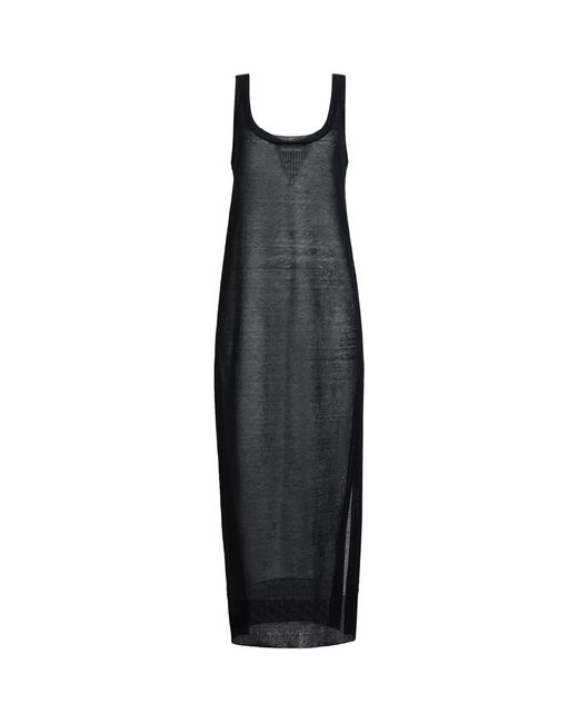 Alaïa Black Linen-Silk Midi Slip Dress