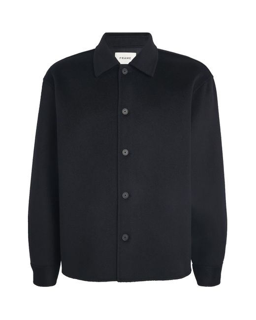 FRAME Blue Wool Twin-Pocket Overshirt for men
