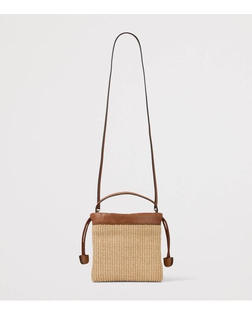 Jimmy Choo Brown Raffia Drawstring Pouch