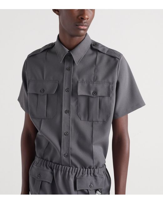 Prada Gray Technical Short-Sleeve Shirt for men