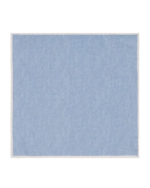 Eleventy Blue Wool-Cotton Pocket Square for men