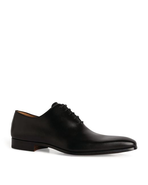 Magnanni Shoes Black Leather Wholecut Oxford Shoes for men