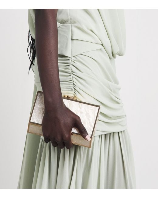 De La Vali White Chiffon Azul Maxi Dress