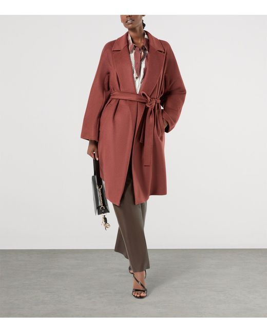 Marina Rinaldi Red Camel Wool Wrap Coat