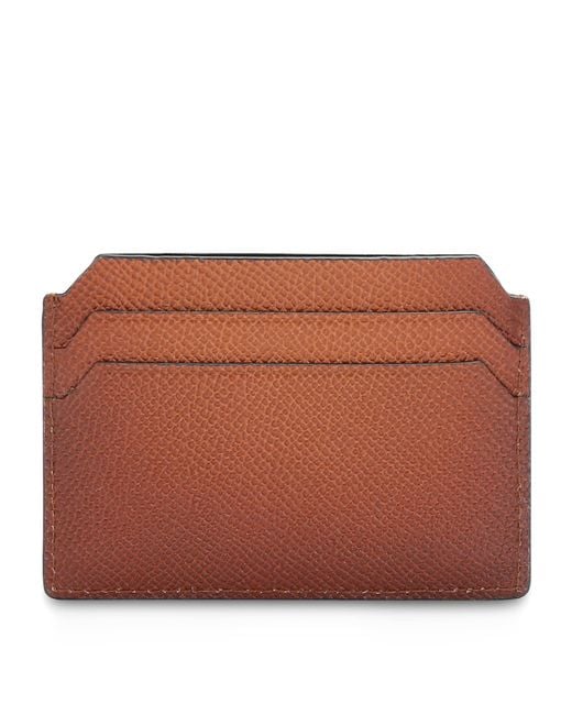 Santoni Brown Leather Card Holder for men