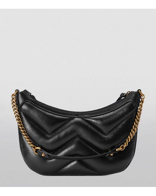 Gucci Black Small Leather Gg Marmont Shoulder Bag