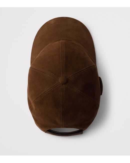 Prada Brown Suede Logo Baseball Cap