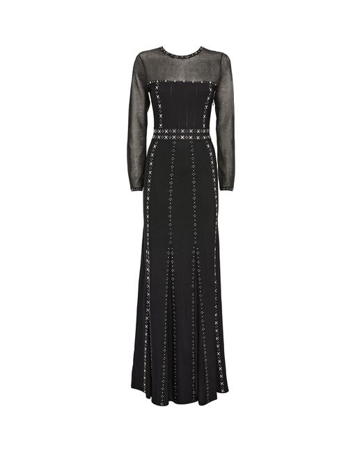 St. John Black Crystal-embellished Maxi Dress